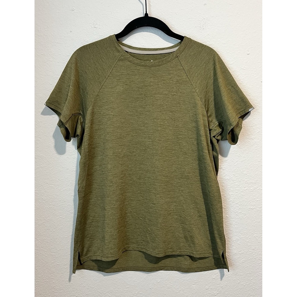 REI Co-op Women's Medium Active Tee Shirt Green Moisture Wicking Stretch Hiking